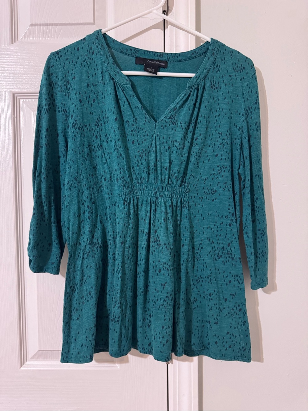 Calvin Klein Jeans Teal Textured V-Neck Tunic